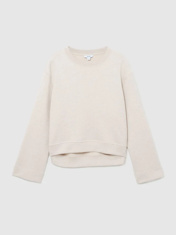 Reiss Neutral Marl Cotton-blend Sweatshirt with Cashmere