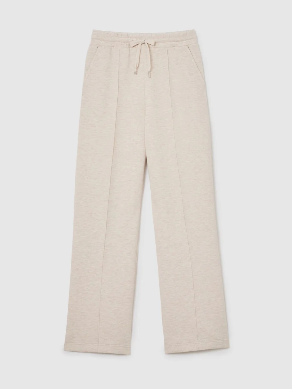 Reiss Neutral Marl Premium Interlock Wide-leg Joggers, view 6