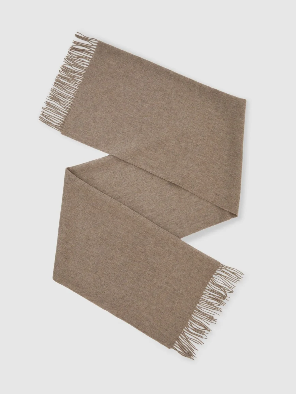 Reiss Neutral Melange Wool and Cashmere Scarf,, view 2