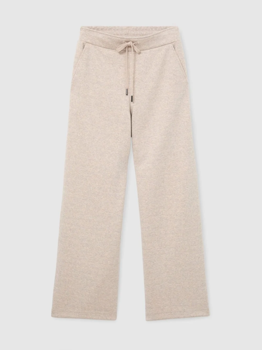Reiss Neutral Petite Herringbone Wide-leg Drawstring Joggers, view 6