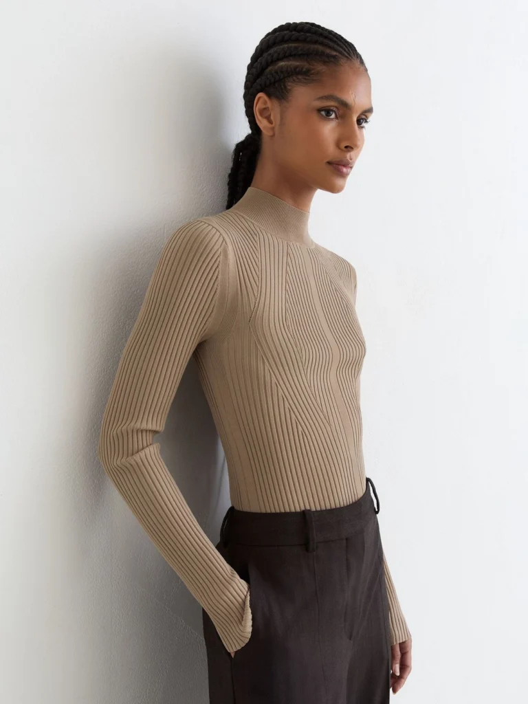 Reiss Neutral Rib-knit Mock-neck Jumper