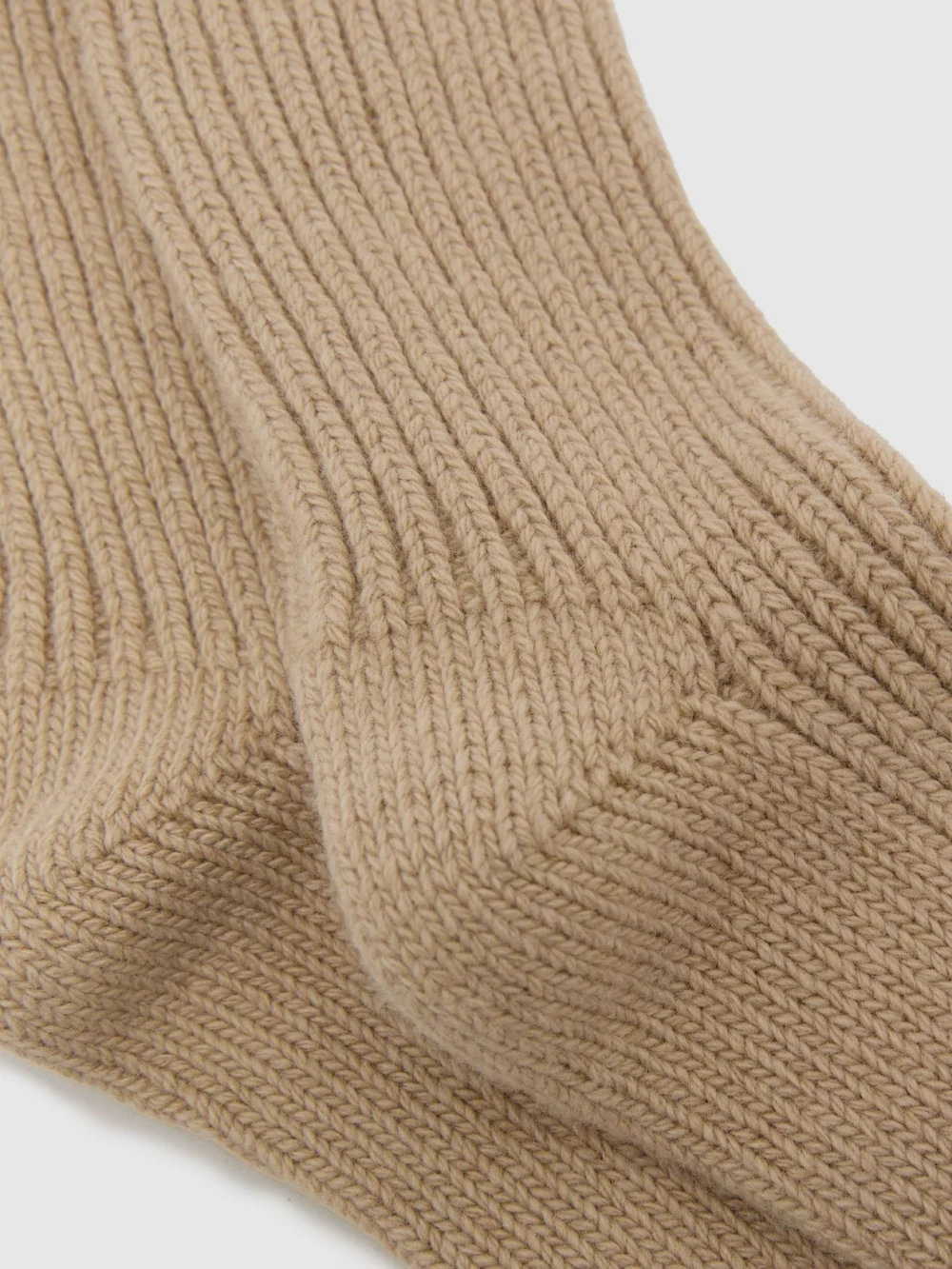 Reiss Neutral Rib-knit Socks with Cashmere, view 2
