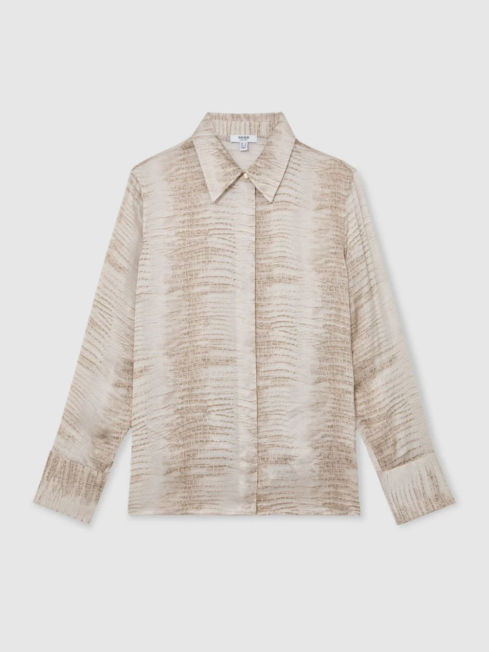 Reiss Neutral Snake-print Double-cuff Shirt, view 2