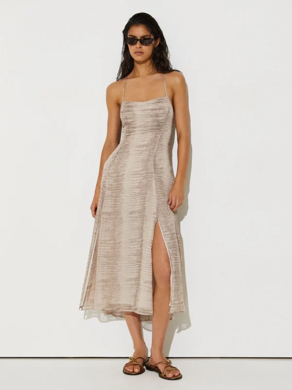Reiss Neutral Snake-print Midi Beach Dress