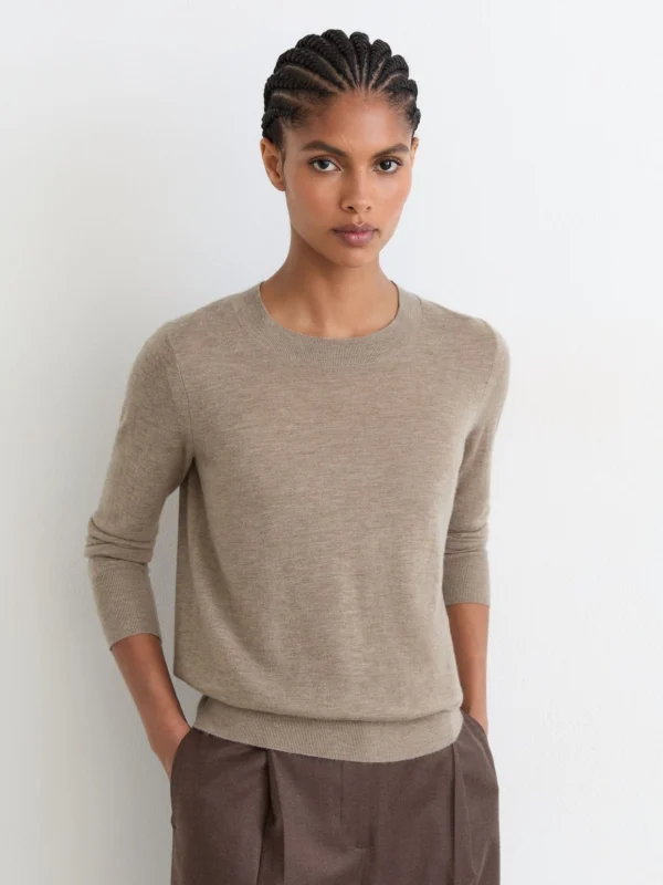 Reiss Neutral Ultra-soft Merino Wool Crew-neck Jumper