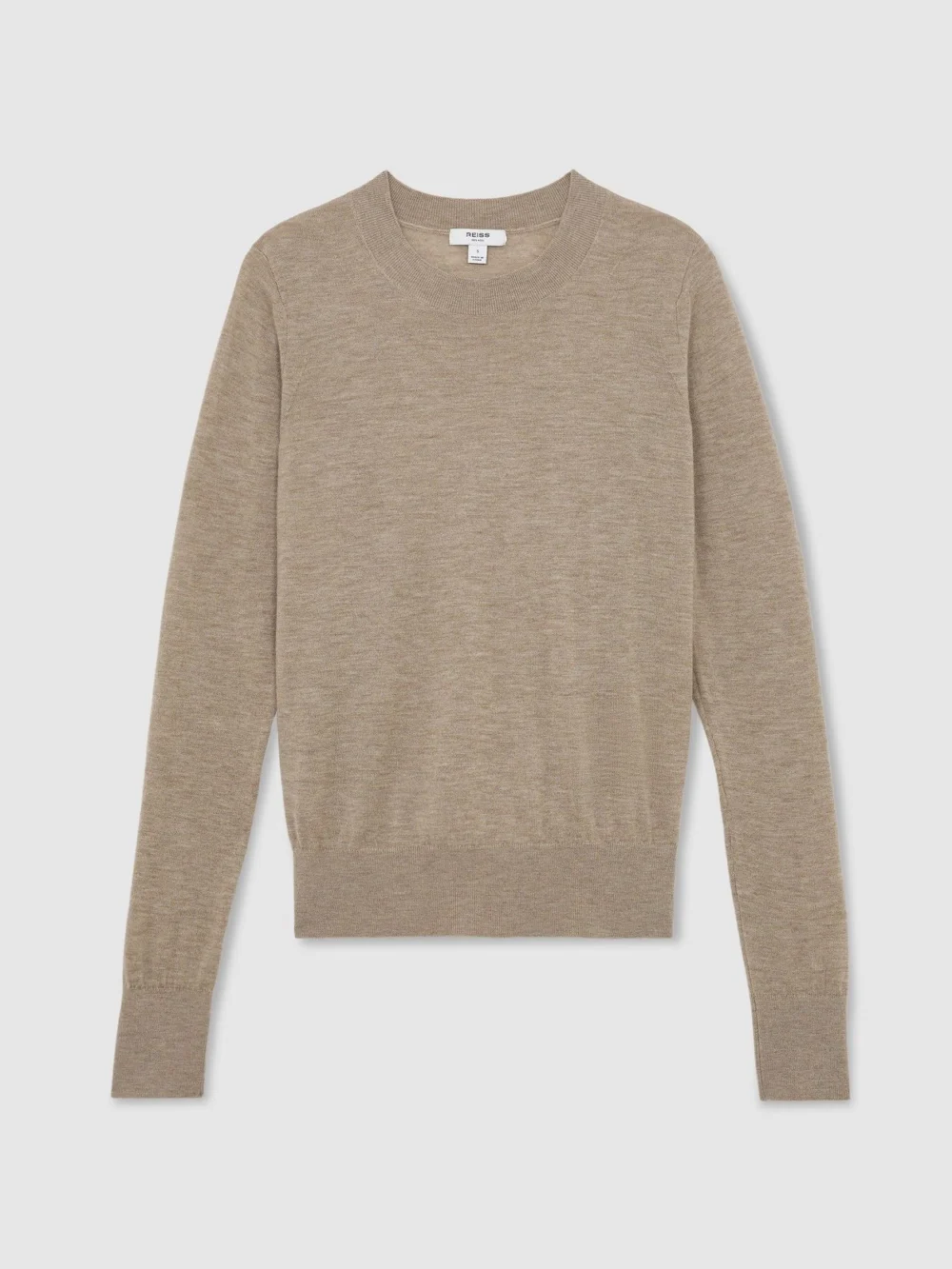 Reiss Neutral Ultra-soft Merino Wool Crew-neck Jumper, view 2