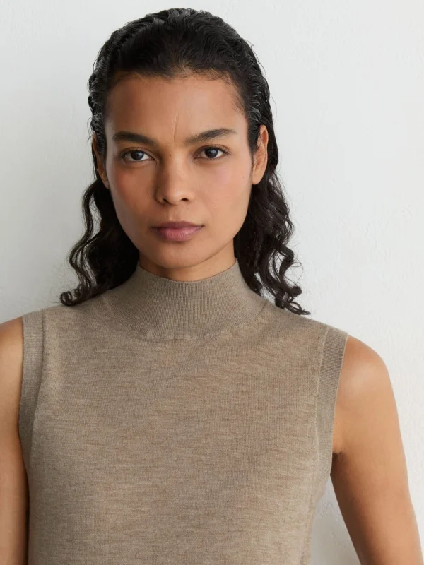 Reiss Neutral Ultra-soft Merino Wool Funnel-neck Vest