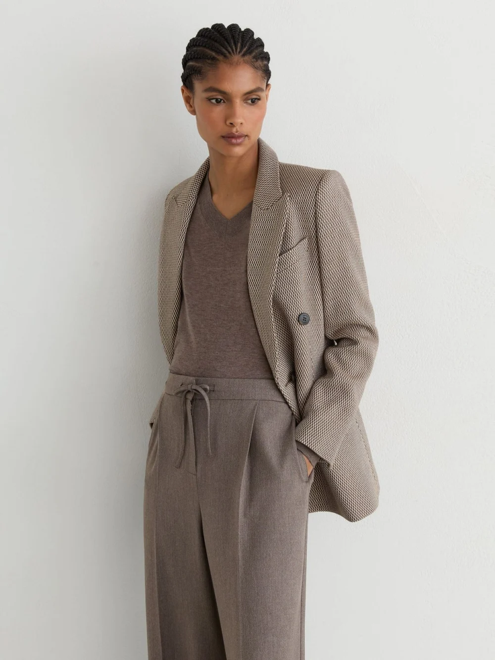 Reiss Neutral Wide-leg Pull-on Drawstring Trousers, view 3