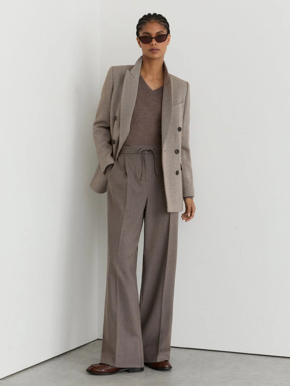 Reiss Neutral Wide-leg Pull-on Drawstring Trousers, view 5