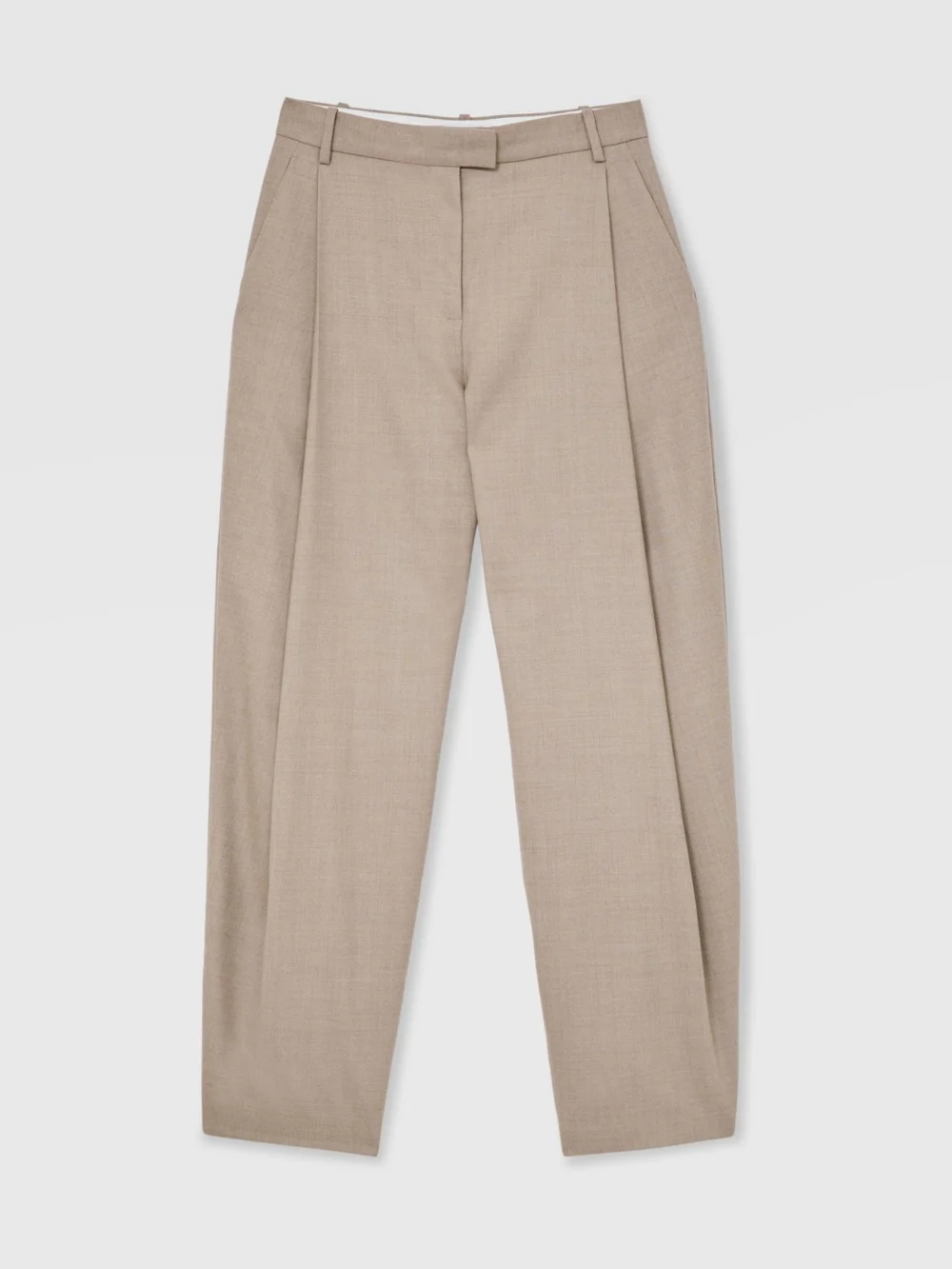 Reiss Neutral Wool-blend Barrel-leg Suit Trousers, view 6