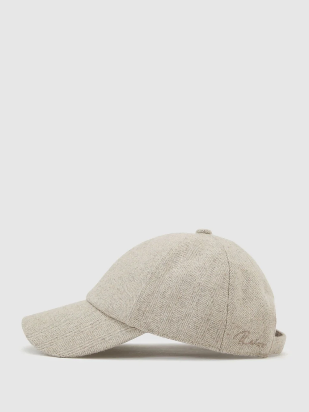 Reiss Neutral Wool-blend Herringbone Baseball Cap,, view 3