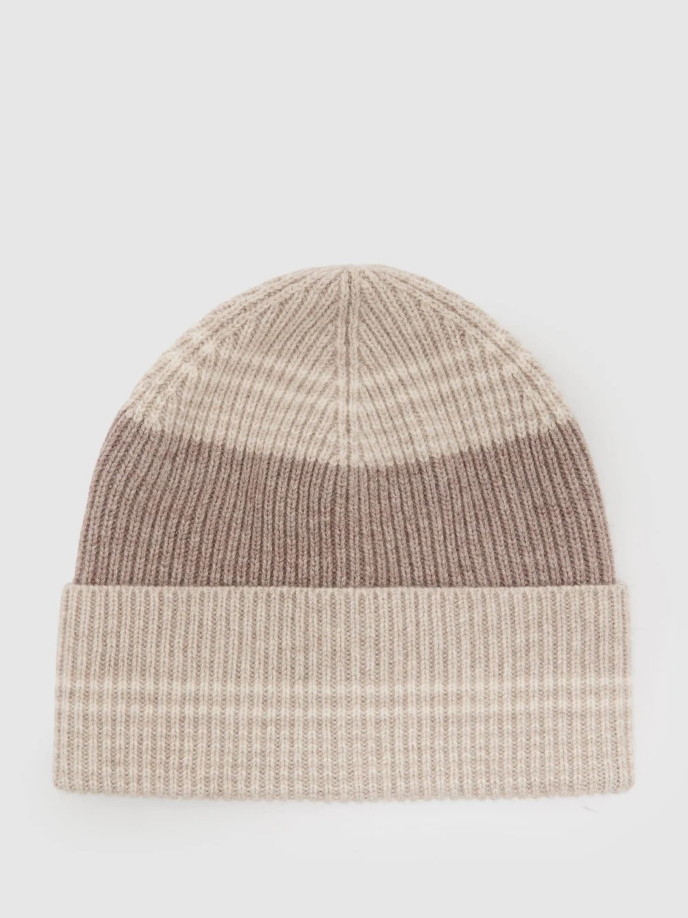 Reiss Neutral Wool-blend Striped Rib-knit Beanie,, view 2