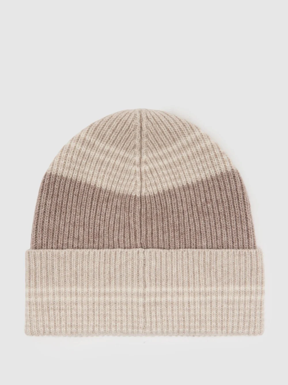 Reiss Neutral Wool-blend Striped Rib-knit Beanie,, view 3