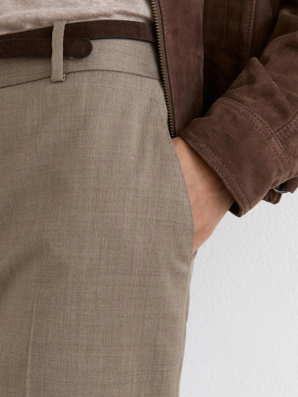 Reiss Neutral Wool-blend Wide-leg Trousers, view 4