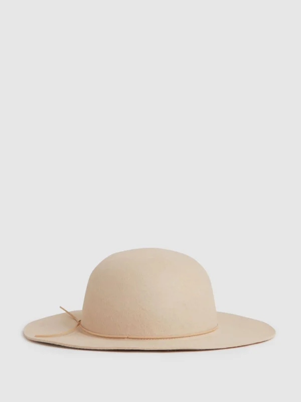 Reiss Neutral Wool Felted Brim Hat