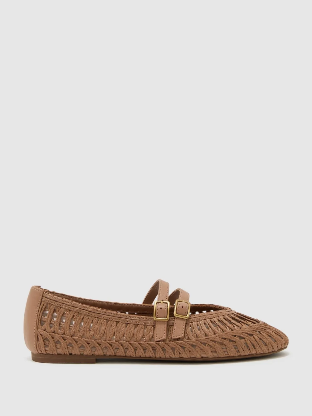 Reiss Neutral Woven Ballerina-strap Flats