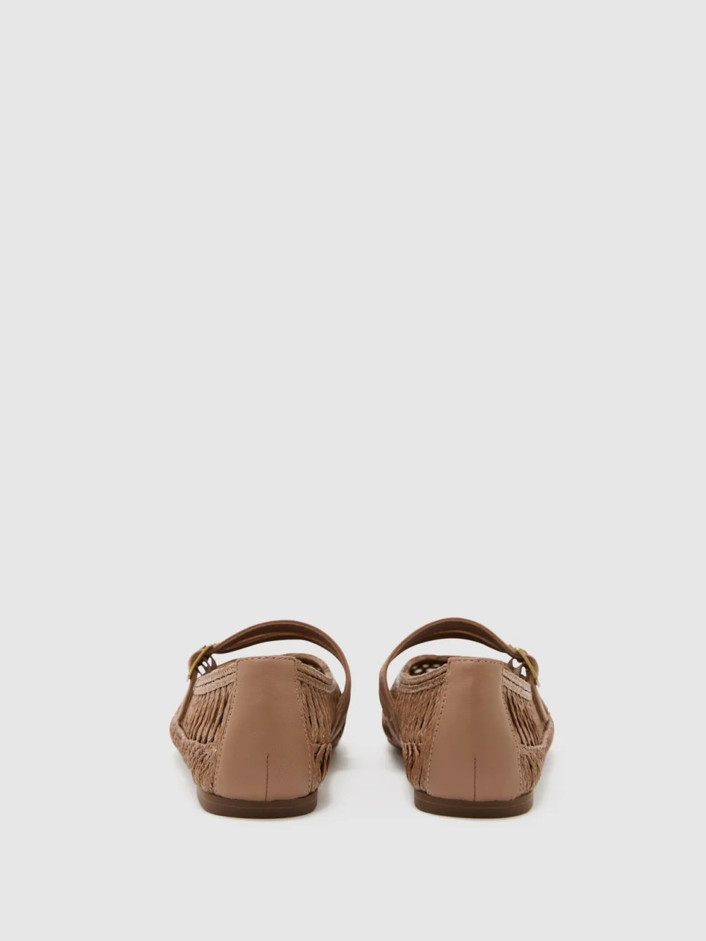 Reiss Neutral Woven Ballerina-strap Flats, view 3