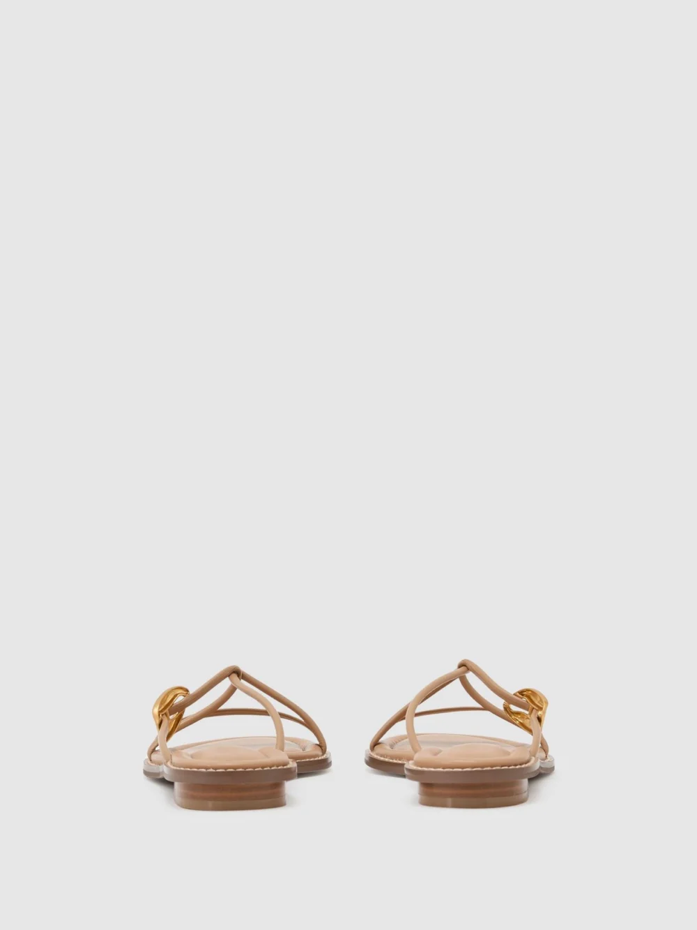 Reiss Nude Leather Twist-strap Flat Sandals, view 4