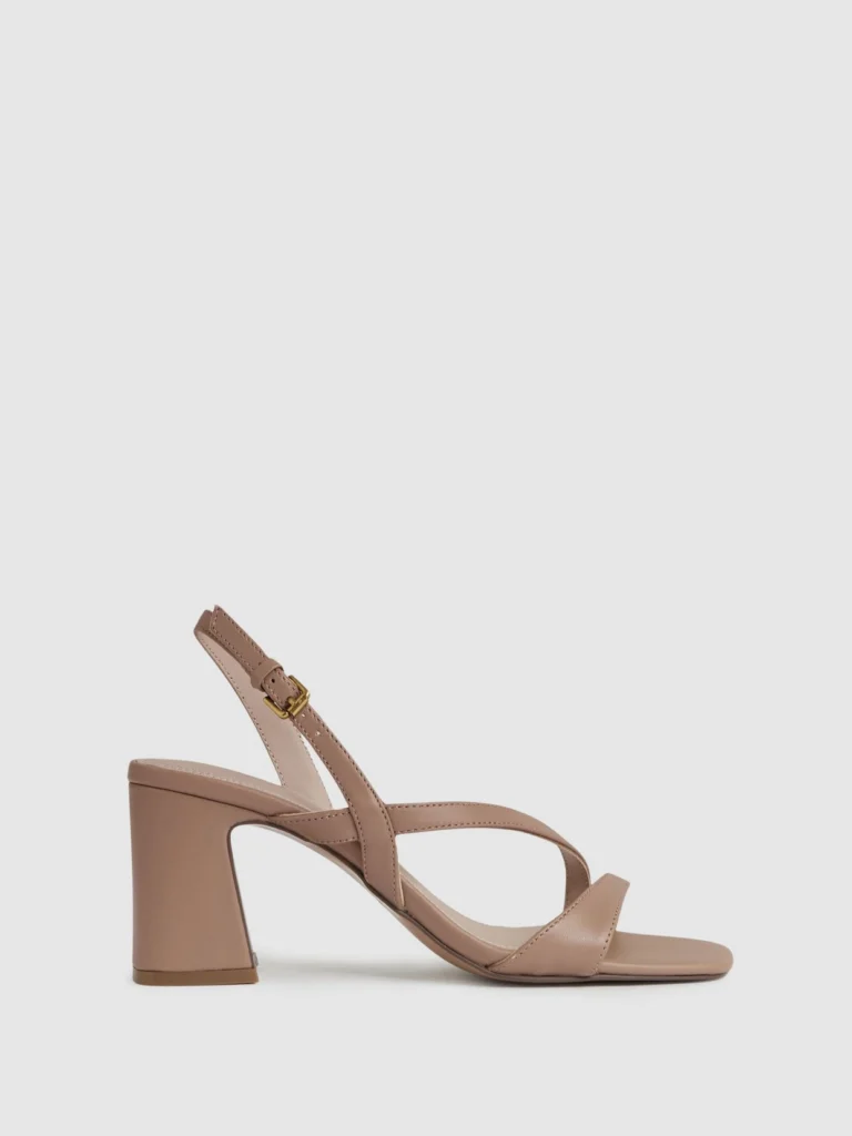 Reiss Nude Strappy Leather Heeled Sandals