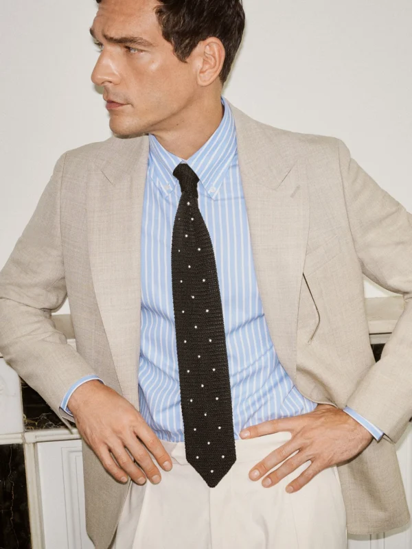 Reiss Oatmeal Brown Tailored Fit Virgin Wool Textured Single-breasted Blazer