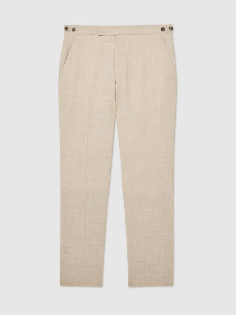 Reiss Oatmeal Brown Tailored Fit Virgin Wool Textured Tailored-fit Trousers, view 2