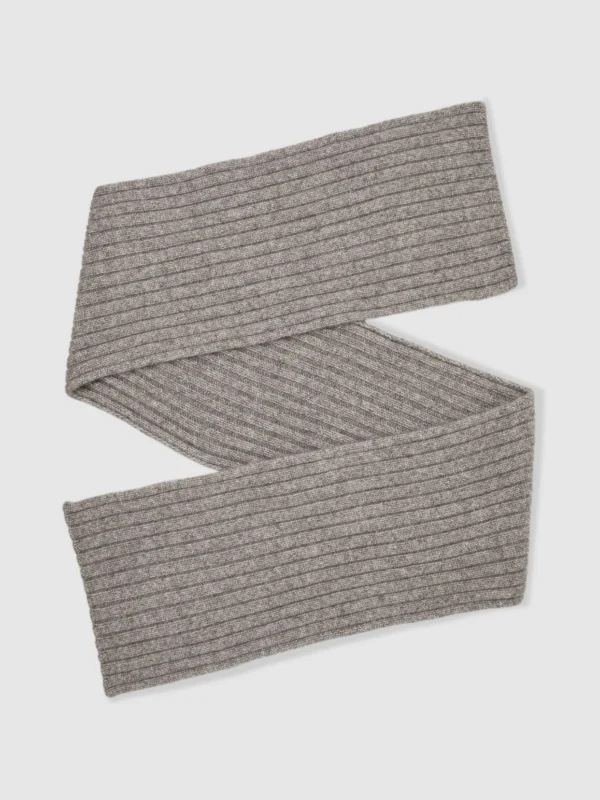 Reiss Oatmeal Melange Wool-blend Chunky-rib Scarf,