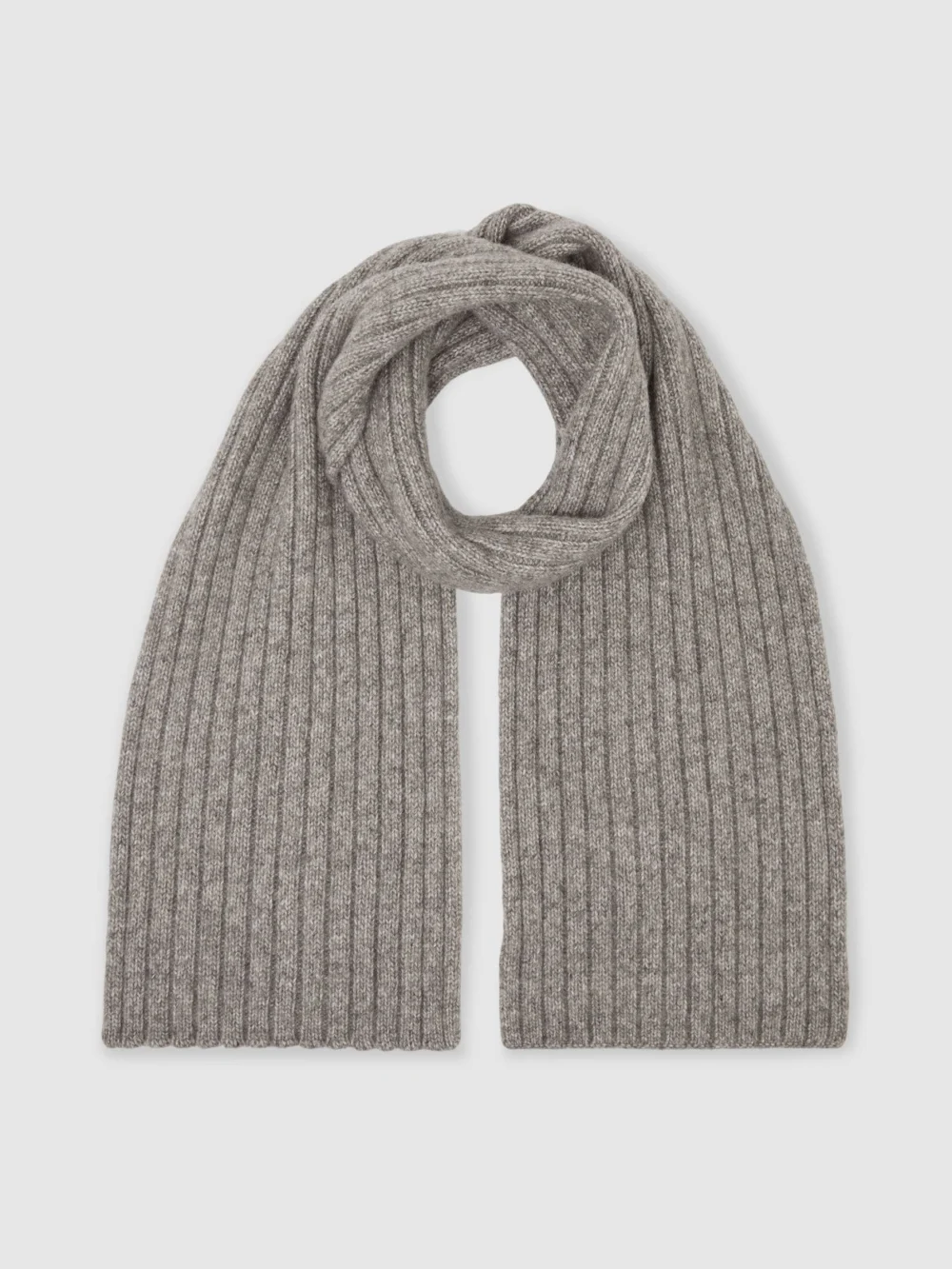 Reiss Oatmeal Melange Wool-blend Chunky-rib Scarf,, view 3