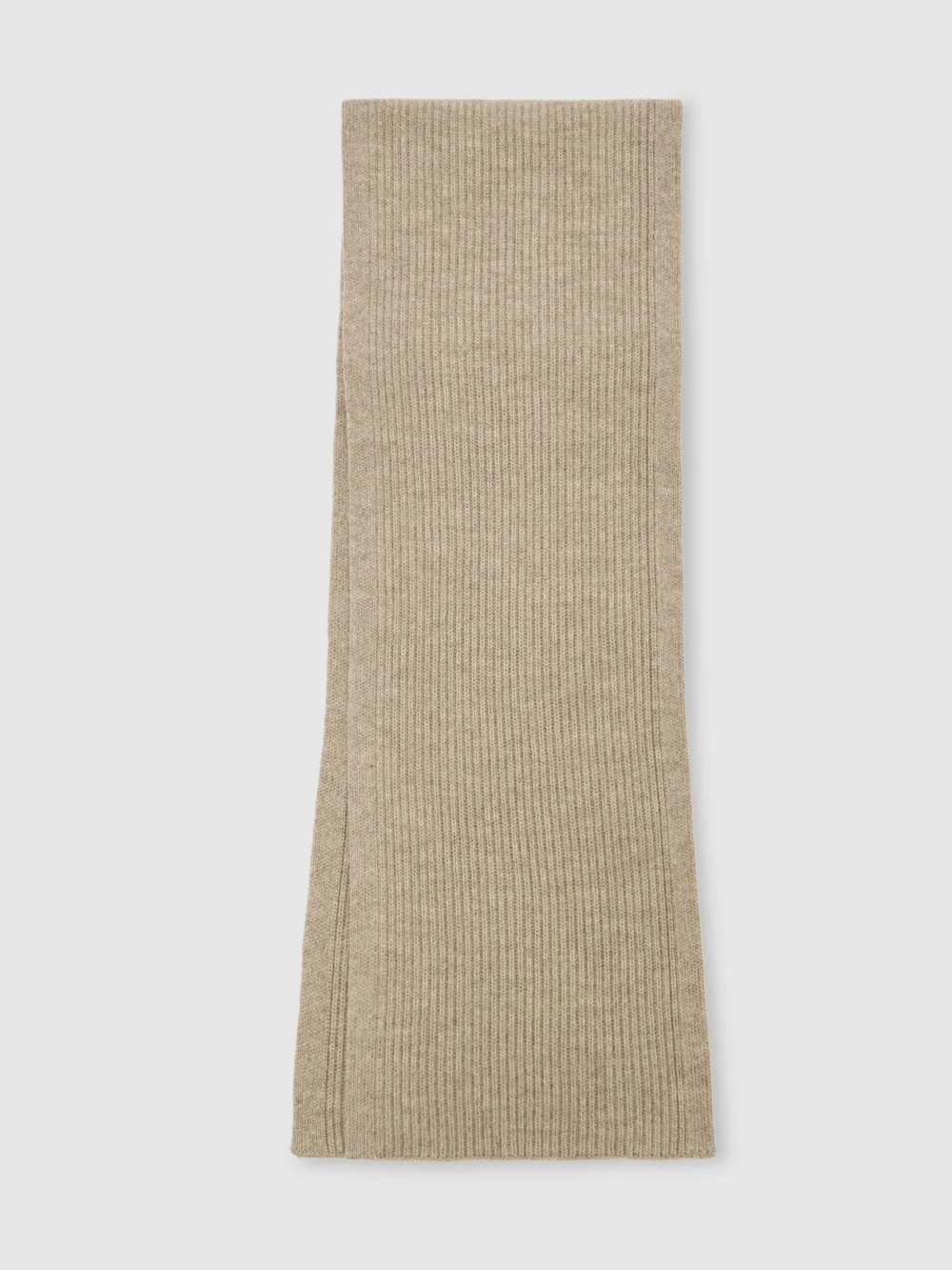 Reiss Oatmeal Merino Wool Rib-knit Scarf and Beanie Set,, view 2