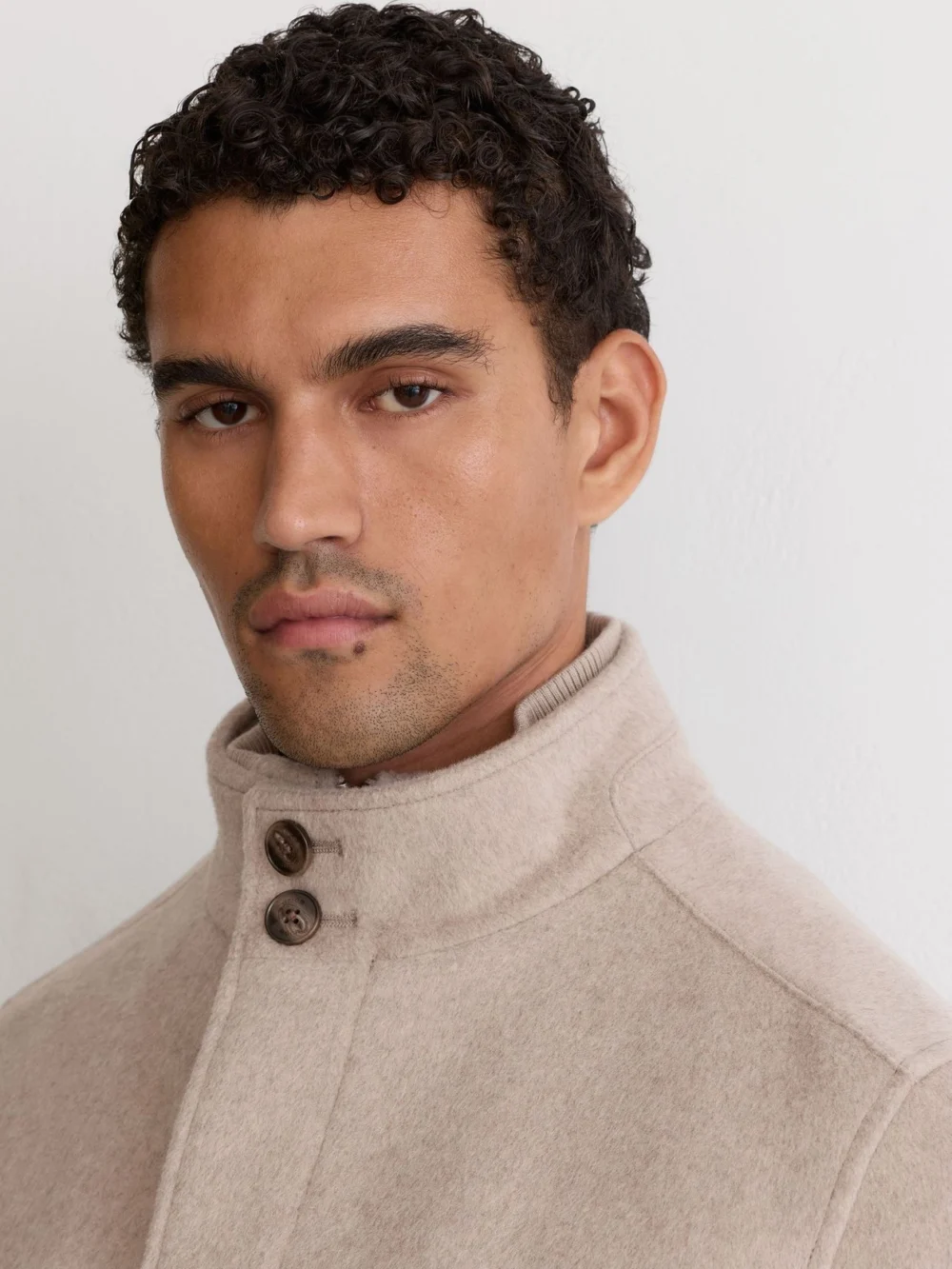 Reiss Oatmeal Wool-blend Gilet-insert Single-breasted Coat, view 3