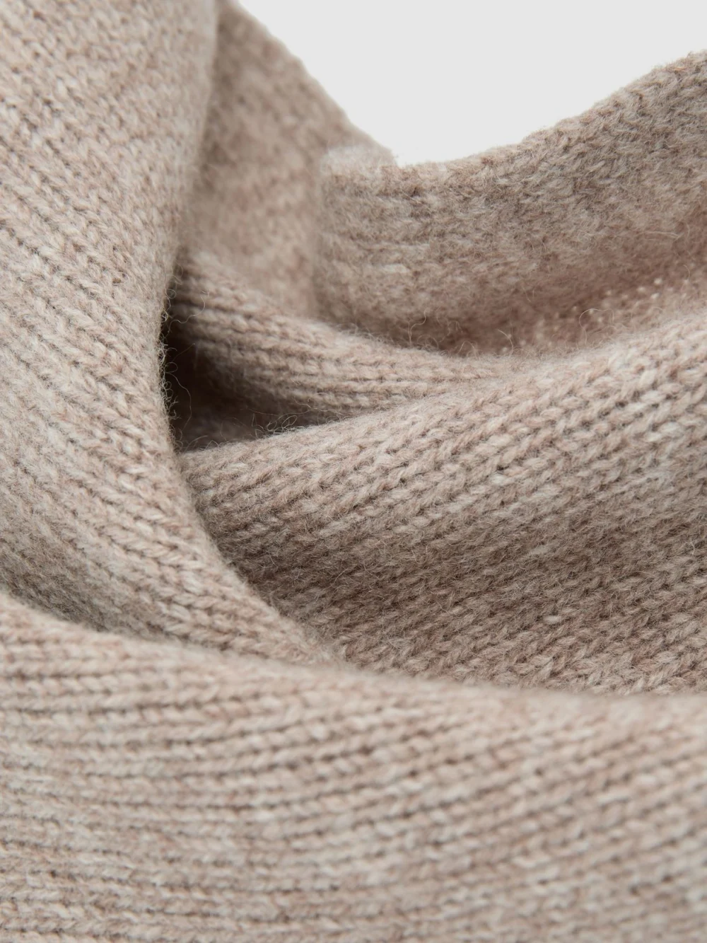 Reiss Oatmeal Wool Knitted Neck-tie Scarf,, view 4