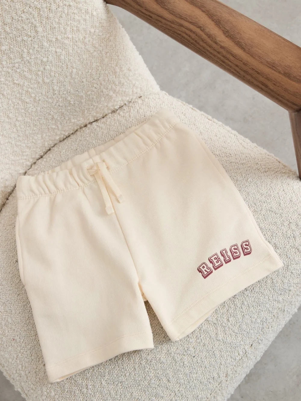 Reiss Off White & Brick 9-13 yrs Cotton Logo Drawstring Shorts, view 3
