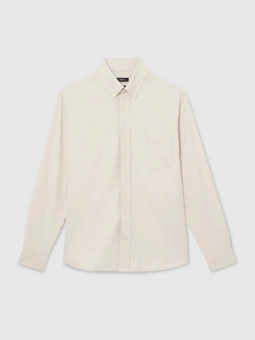 Reiss Off White Cotton Flannel Button-down Shirt Regular-fit, view 2