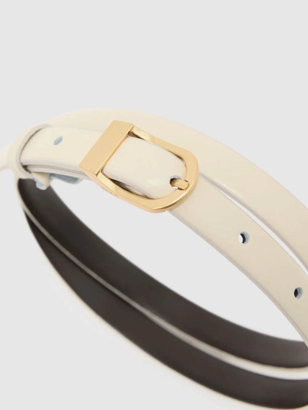 Reiss Off White Leather Mini-buckle Belt, view 4
