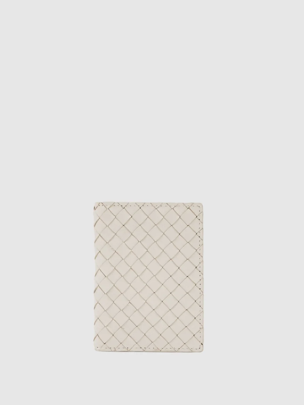 Reiss Off White Leather Woven Bifold Cardholder,