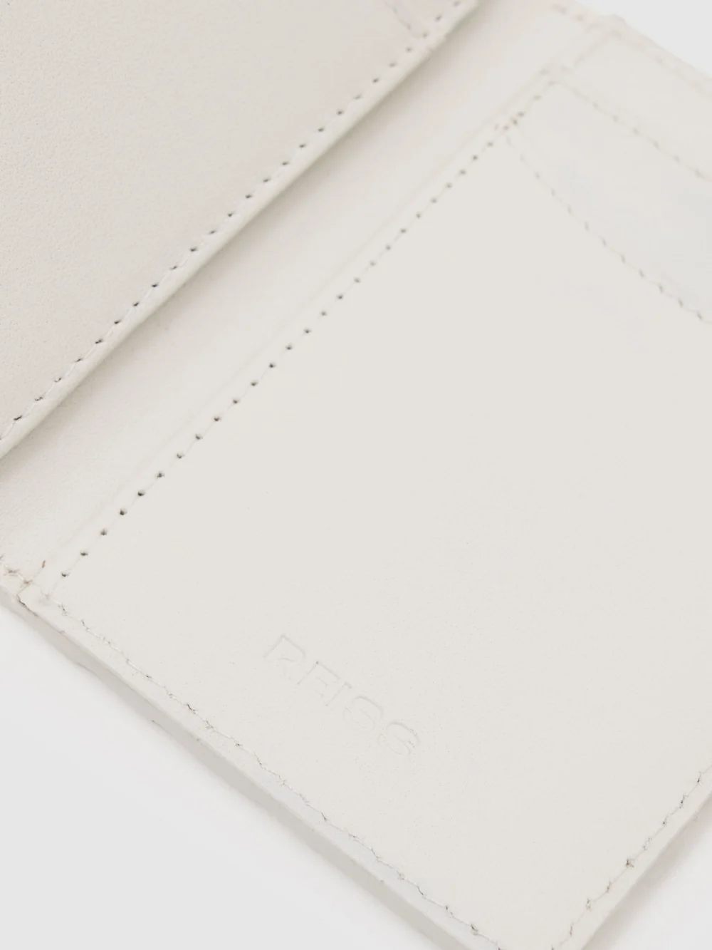 Reiss Off White Leather Woven Bifold Cardholder,, view 3