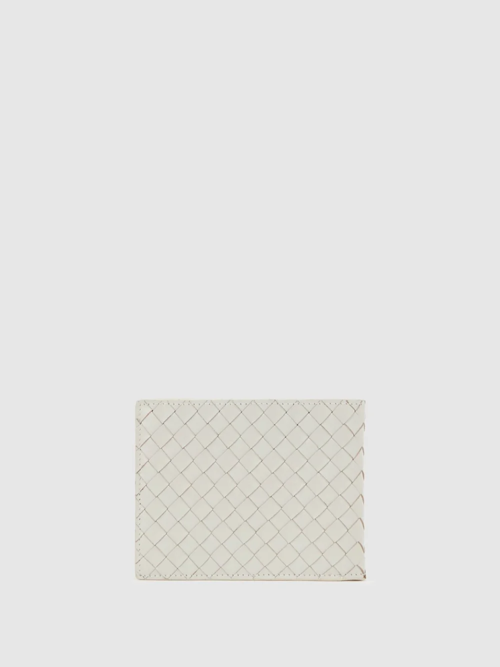 Reiss Off White Leather Woven Billfold Wallet,, view 2