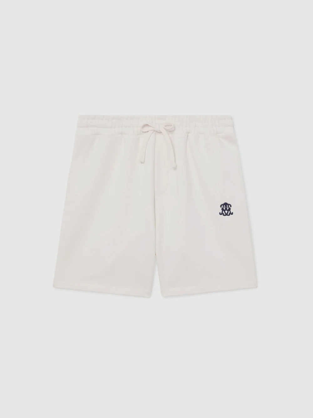 Reiss Off White Monogram Embroidered Cotton Shorts, view 2