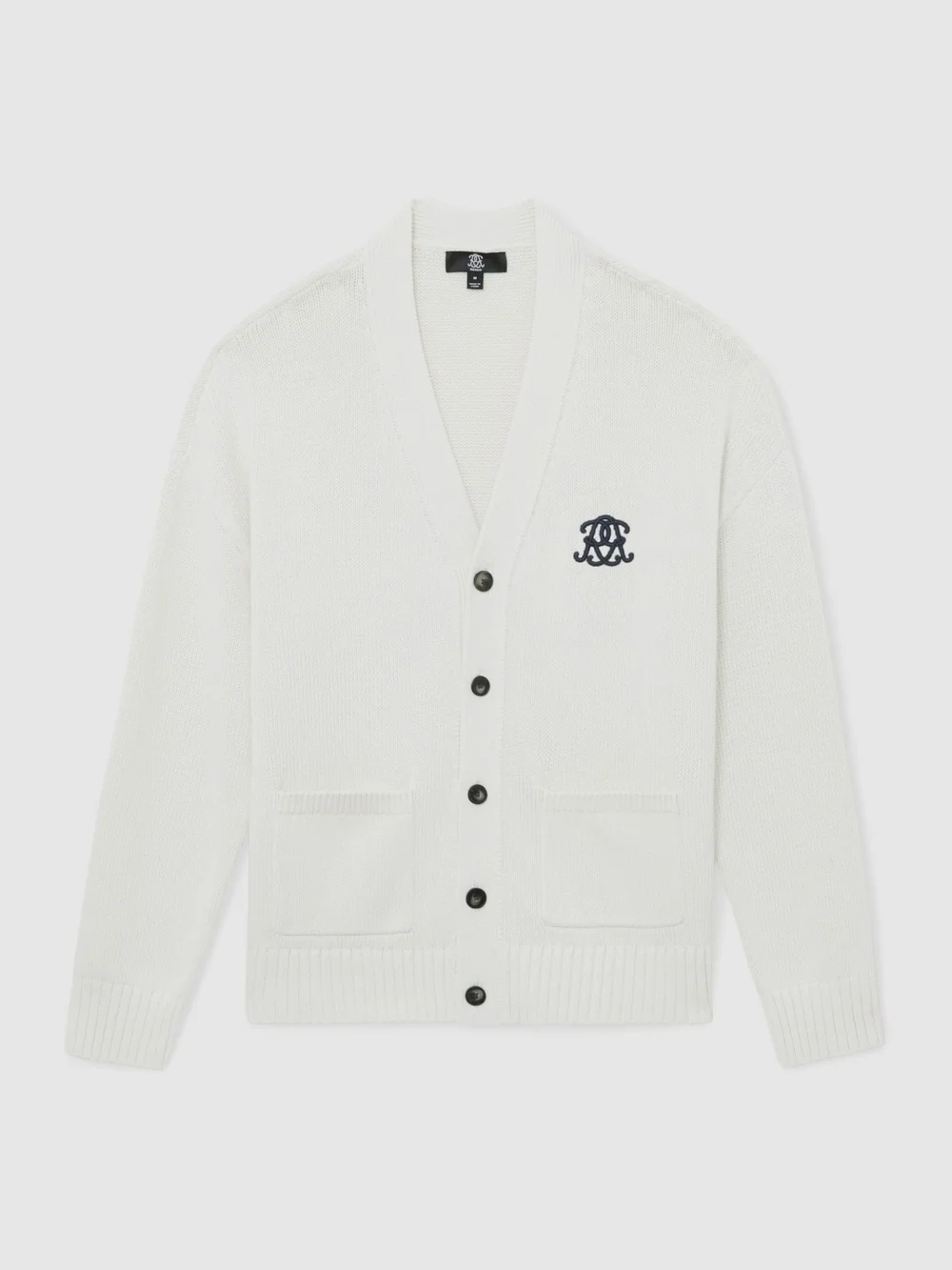 Reiss Off White Monogram-embroidered Relaxed Cardigan, view 2