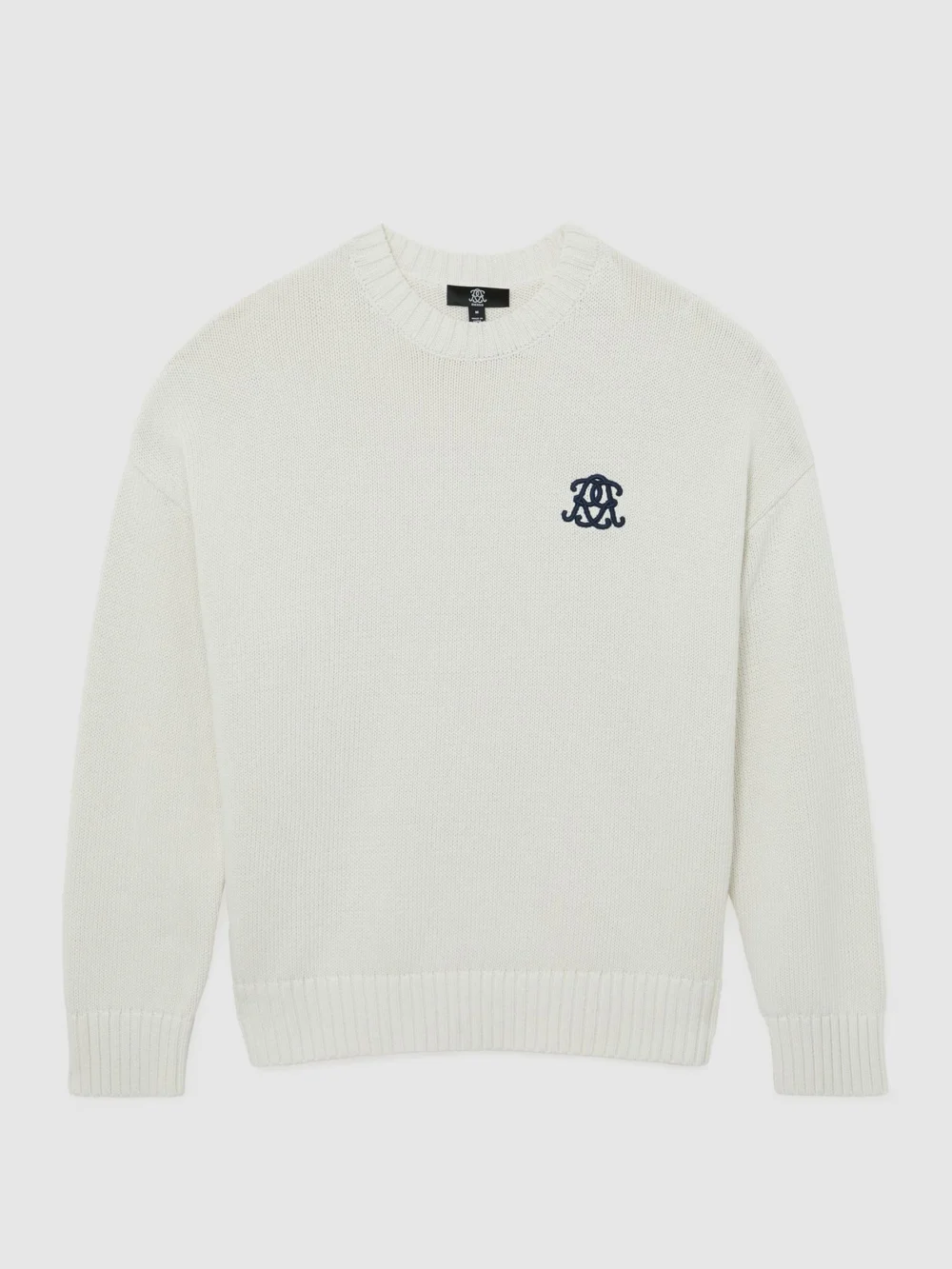 Reiss Off White Monogram-embroidered Relaxed Jumper, view 2