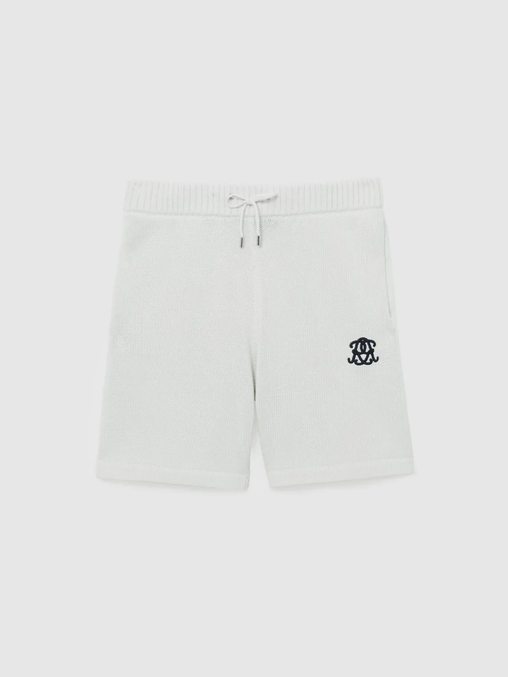 Reiss Off White Monogram-embroidered Relaxed Knit Shorts, view 2