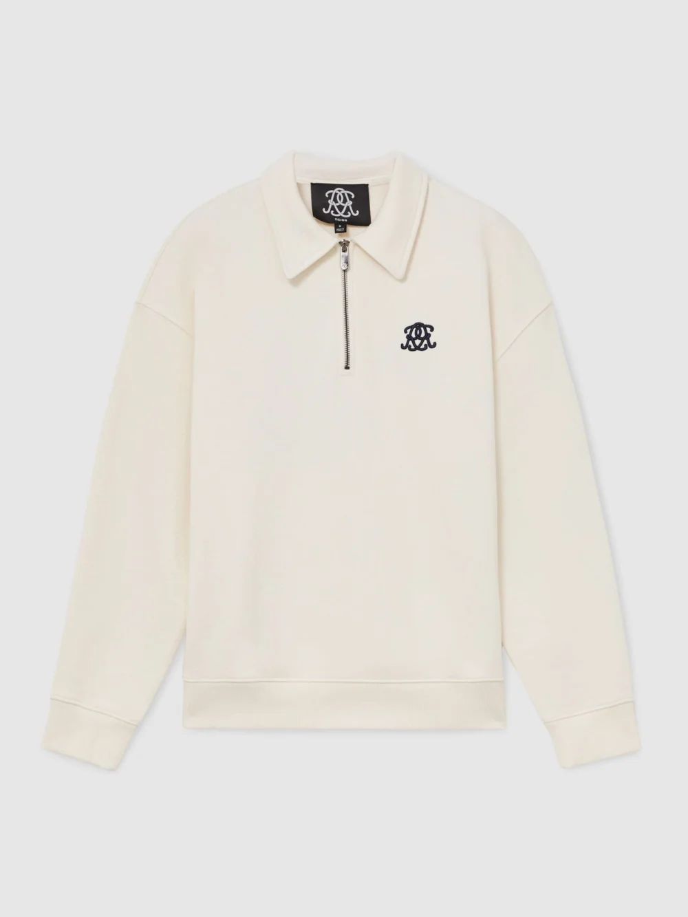 Reiss Off White Monogram Relaxed Half-zip Sweatshirt, view 2