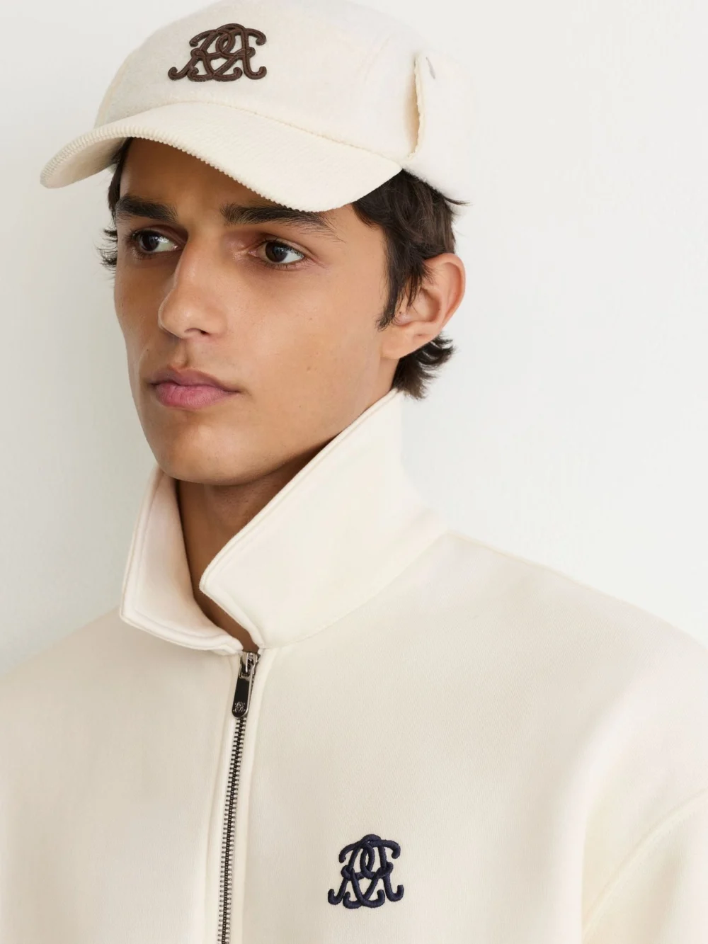 Reiss Off White Monogram Relaxed Half-zip Sweatshirt, view 3