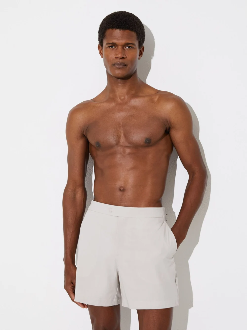 Reiss Off White Side-adjuster Swim Shorts, view 3