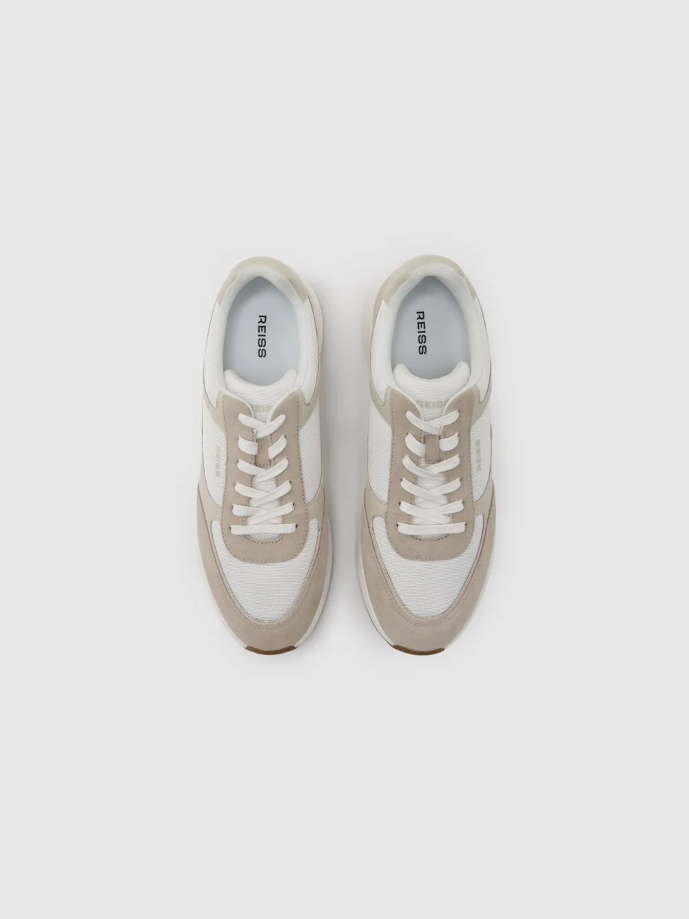 Reiss Off White Suede-trim Runner Trainers, view 3
