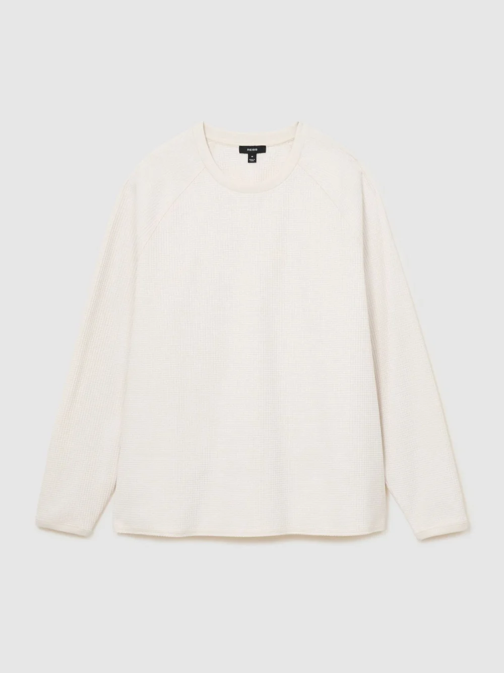 Reiss Off White Waffle Crew-neck Sweatshirt, view 2