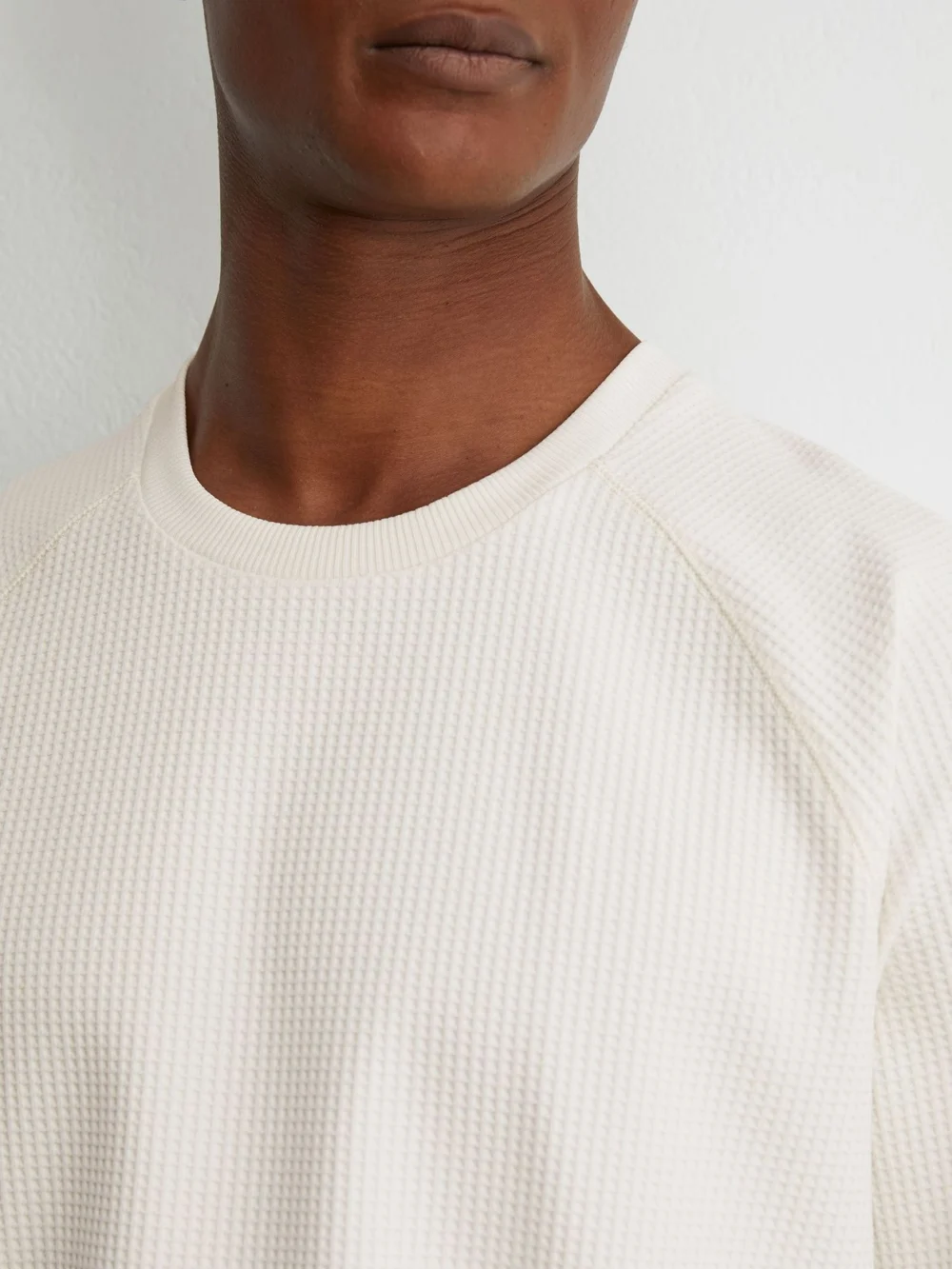 Reiss Off White Waffle Crew-neck Sweatshirt, view 3