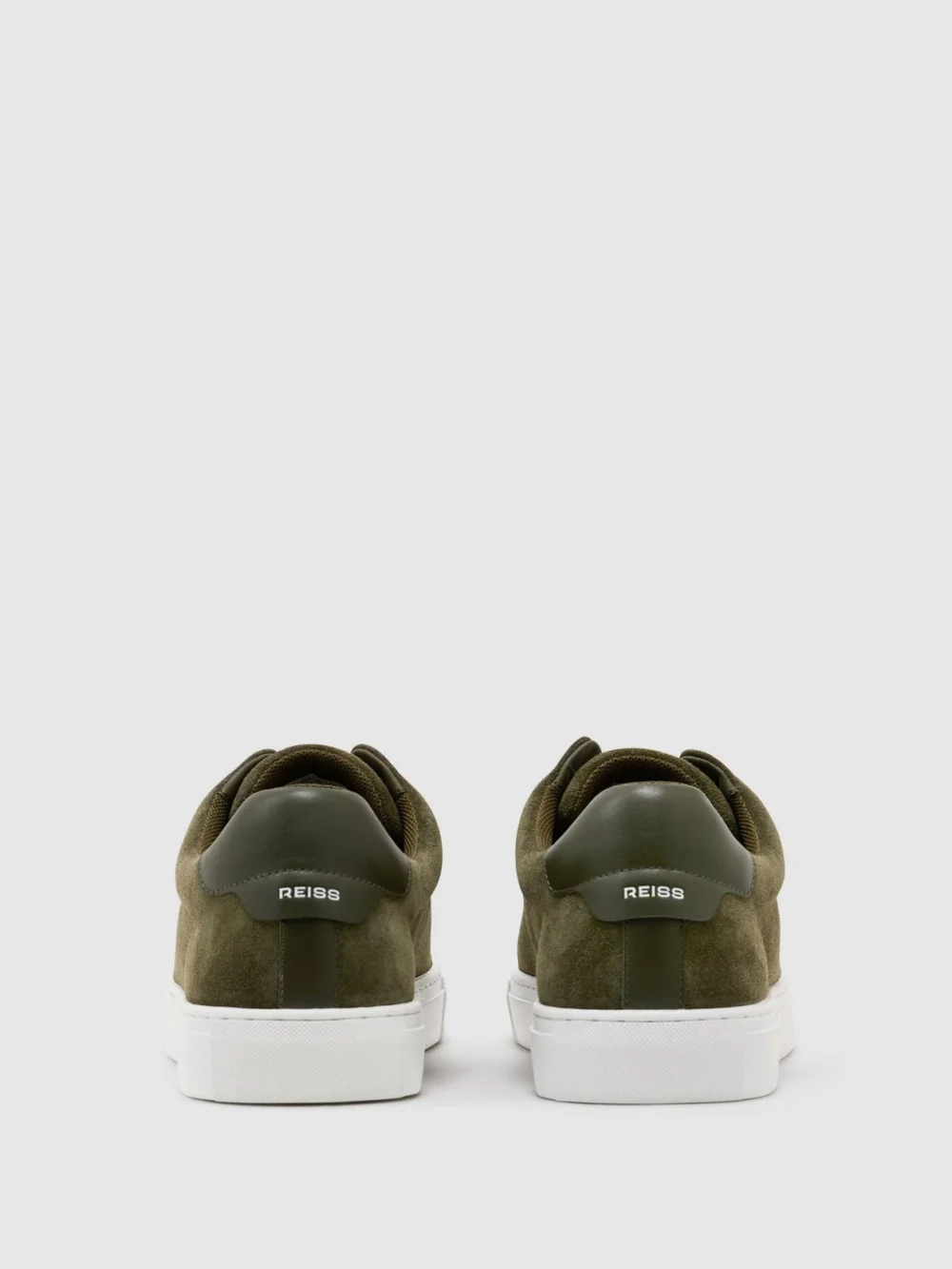 Reiss Olive Green Suede Slip-on Elasticated Trainers, view 4