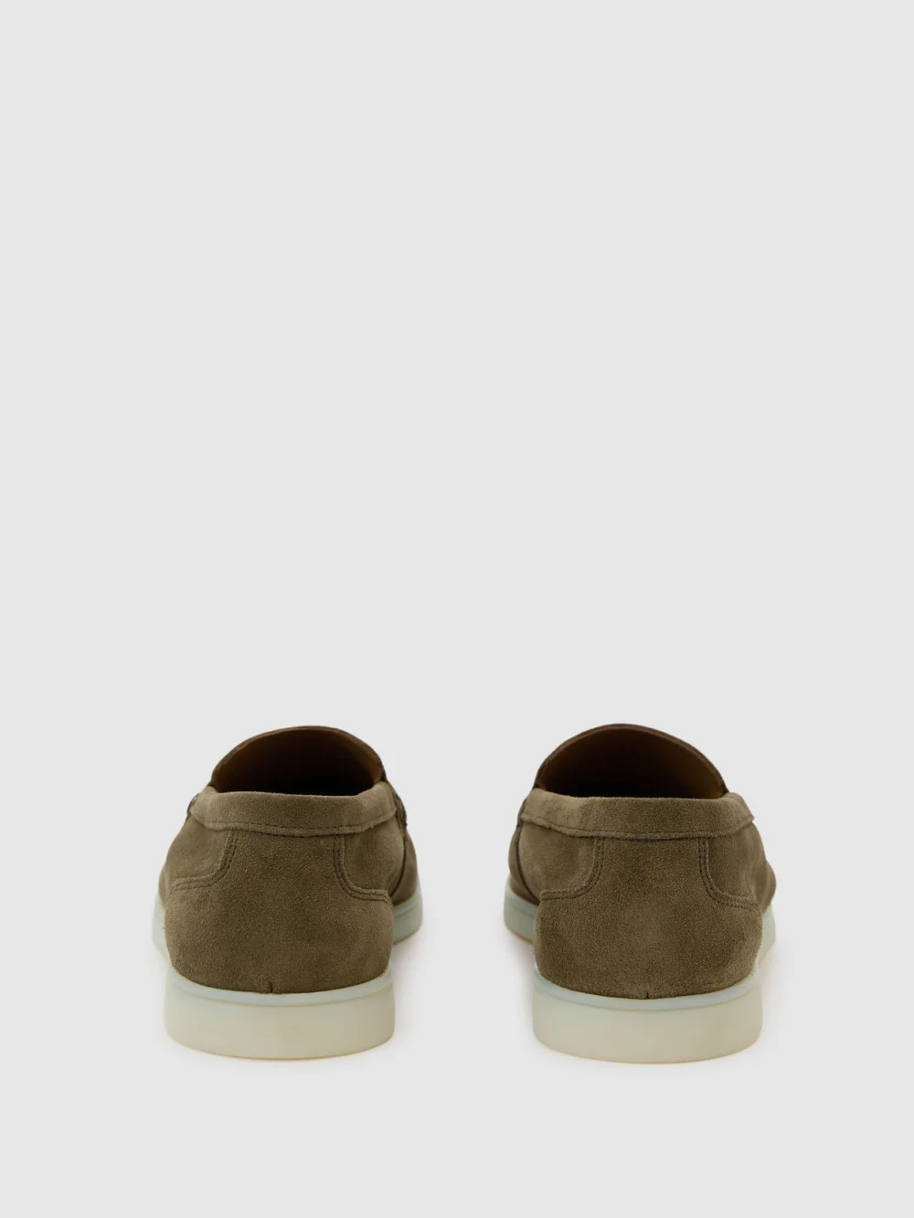 Reiss Olive Green Suede Slip-on Loafers, view 4