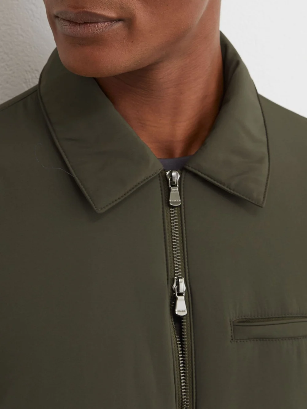 Reiss Olive Green Technical Padded Zip-through Jacket, view 4