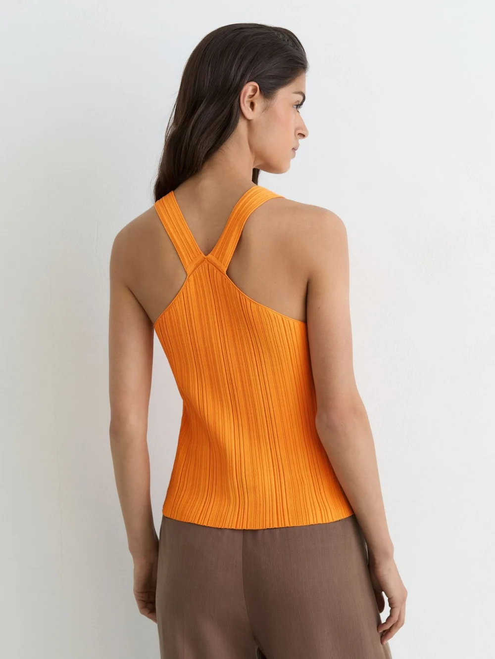 Reiss Orange Pleated Knit V-neck Vest, view 4